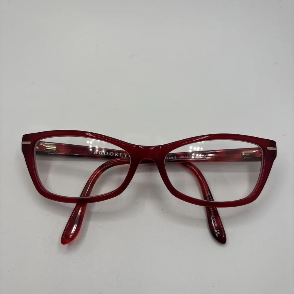 Brooklyn Eyewear Crystal Red ELAINE Eyeglasses 52/16/135 Frame #D198